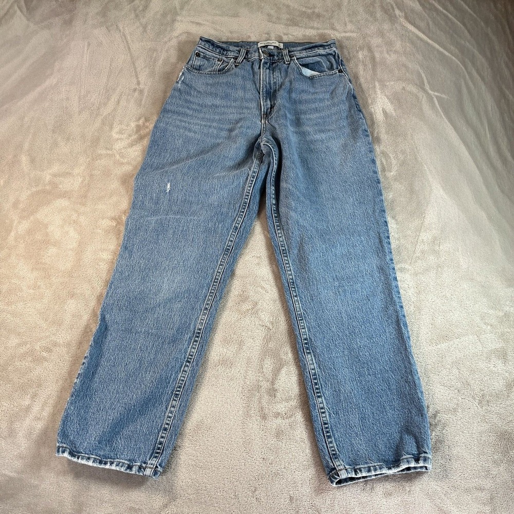 Abercrombie & Fitch The 90s Straight Jeans Women 27/4R Blue Curve Love Mom Jeans - Picture 3 of 9